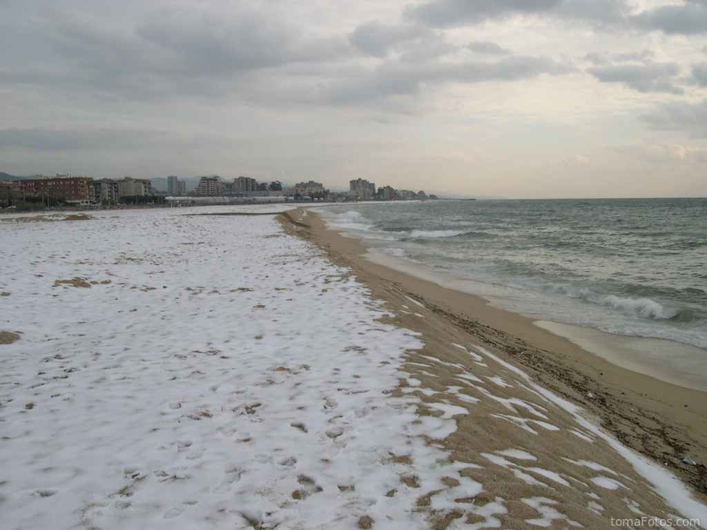 Una playa nevada